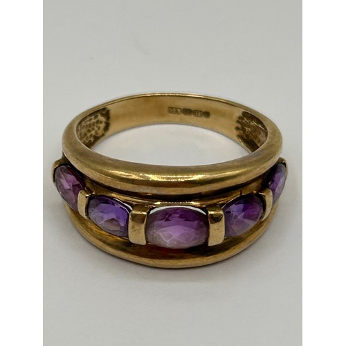 229 - 9ct And Amethyst Ring , 3.8g , Size R