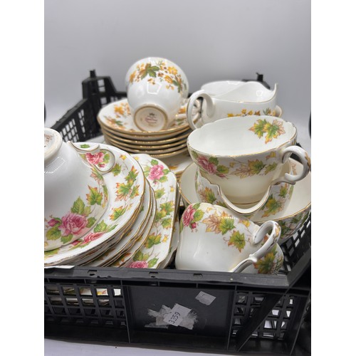 284 - 2 China Tea Sets Pink 17 Pieces, Brown 16 Piece, Shelley And Queen Anne