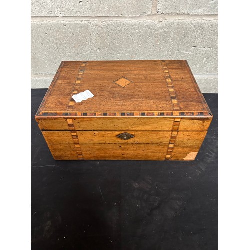 40 - Wooden Presentation Box Includes Various Small Items Mining Coal Figures Etc