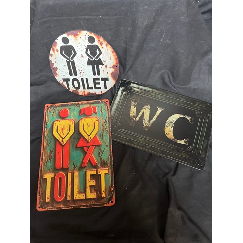 340 - Reproduction Tin Plate Toilet Signs
2@ 12 X 8”  1 @ 8” Diameter