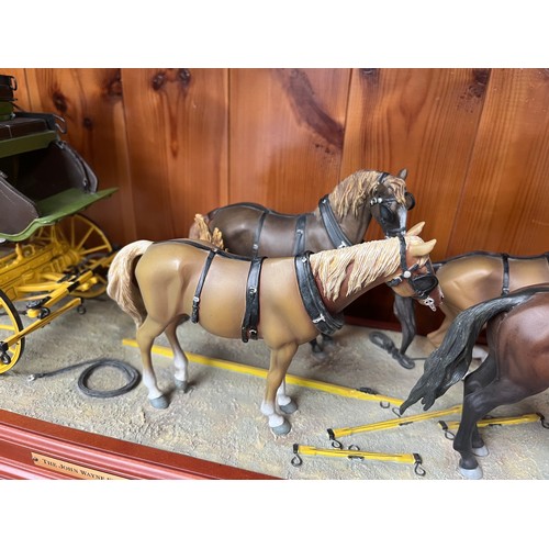 41 - Franklin Mint  “The John Wayne Stagecoach” Die Cast Model On Wooden Base 25 X 8”