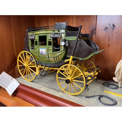 41 - Franklin Mint  “The John Wayne Stagecoach” Die Cast Model On Wooden Base 25 X 8”