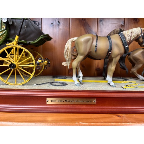 41 - Franklin Mint  “The John Wayne Stagecoach” Die Cast Model On Wooden Base 25 X 8”