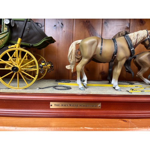 41 - Franklin Mint  “The John Wayne Stagecoach” Die Cast Model On Wooden Base 25 X 8”