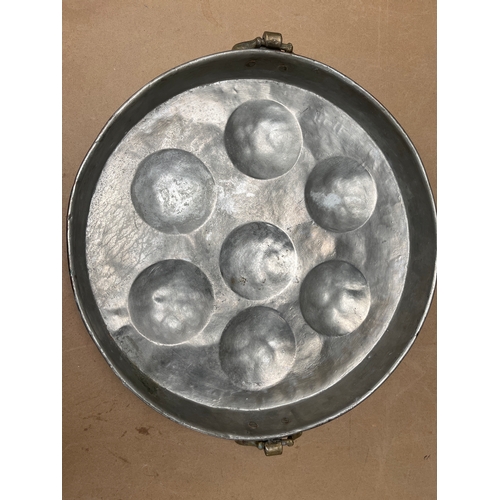 47 - Tin Lined Copper French Egg Poacher  With Brass Handles 19th century.