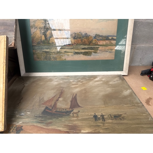 60 - 4 Original Artworks Plus Framed Map Of York County Savings Bank And Pen Drawing