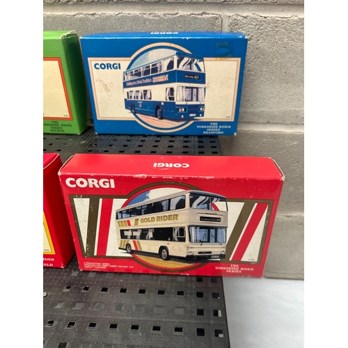 50 - Four Corgi Yorkshire Rider Double-Decker Bus Models