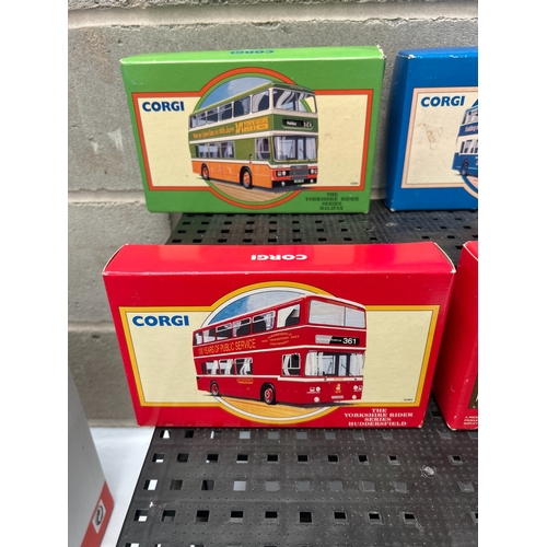 50 - Four Corgi Yorkshire Rider Double-Decker Bus Models