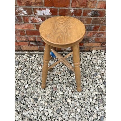 5 - A Contemporary Pine Round-Seated Stool, 23” Tall