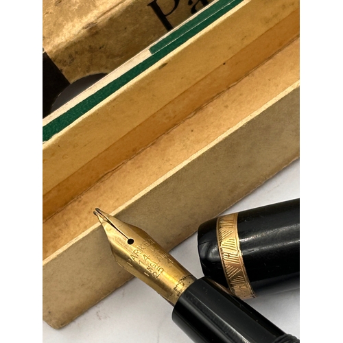 A Parker Slimfold Black Resin Fountain Pen with 14K Gold Nib