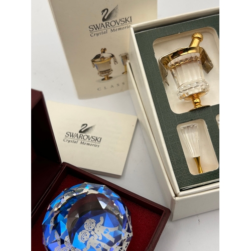 Swarovski Crystal Memories Miniature Champagne Set and a Faceted