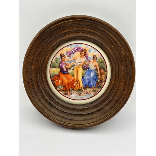 101 - Royal Vienna Style Framed Porcelain Plaque of Dancing Nymphs
