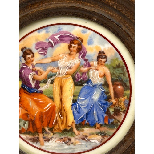 101 - Royal Vienna Style Framed Porcelain Plaque of Dancing Nymphs