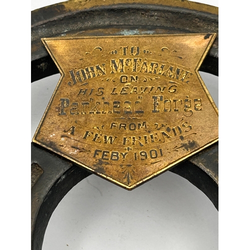 103 - A Commemorative Cast Metal Horseshoe Presentation Trivet, Dated 1901