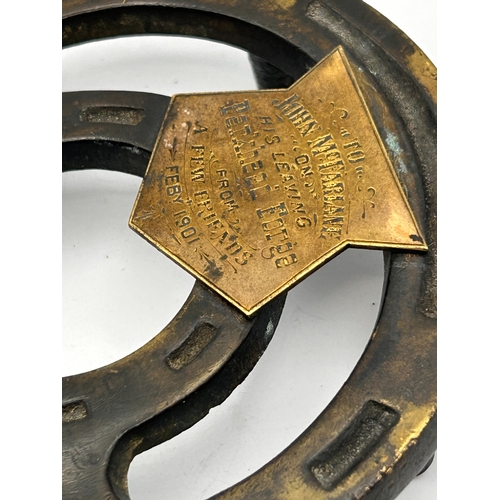 103 - A Commemorative Cast Metal Horseshoe Presentation Trivet, Dated 1901