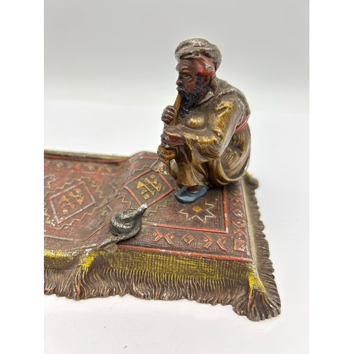 104 - Vienna Cold-Painted Orientalist Figurine of a Snake Charmer on a Rug