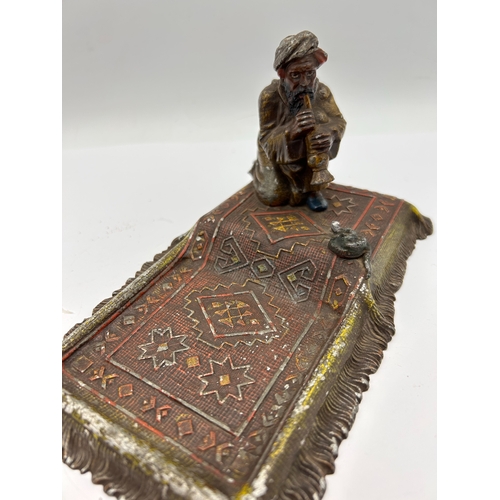 104 - Vienna Cold-Painted Orientalist Figurine of a Snake Charmer on a Rug