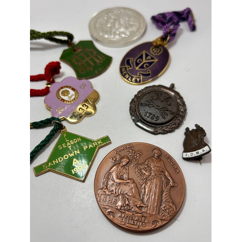113 - A Collection of Eight Vintage Sporting and Society Medals, including an RHS Pomona Flora Affiliated ... 