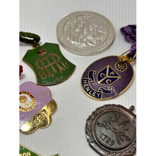 113 - A Collection of Eight Vintage Sporting and Society Medals, including an RHS Pomona Flora Affiliated ... 