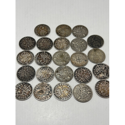 117 - A Collection of 23 British Silver Threepence Coins, George V and George VI Era