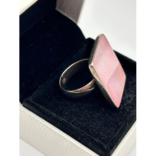 62 - Sterling Silver Rose Quartz Statement Ring