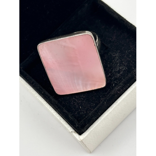 62 - Sterling Silver Rose Quartz Statement Ring