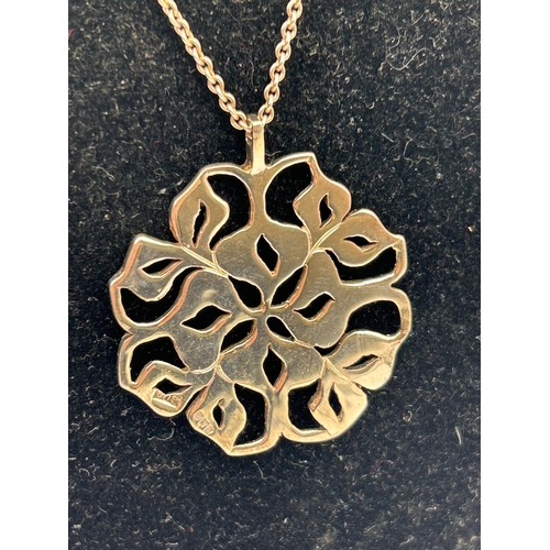 65 - Scottish Silver Openwork Flower Pendant Necklace