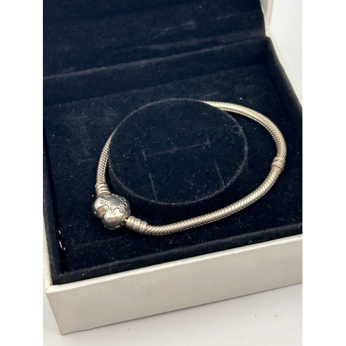 72 - Pandora Disney Moments Sparkling Mickey Mouse Snake Chain Bracelet