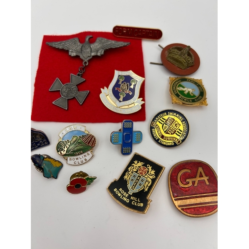 77 - A Collection of 13 Vintage British Sporting and Association Badges and Pins