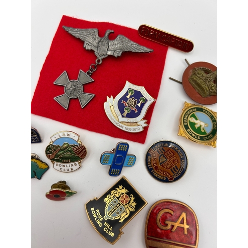77 - A Collection of 13 Vintage British Sporting and Association Badges and Pins