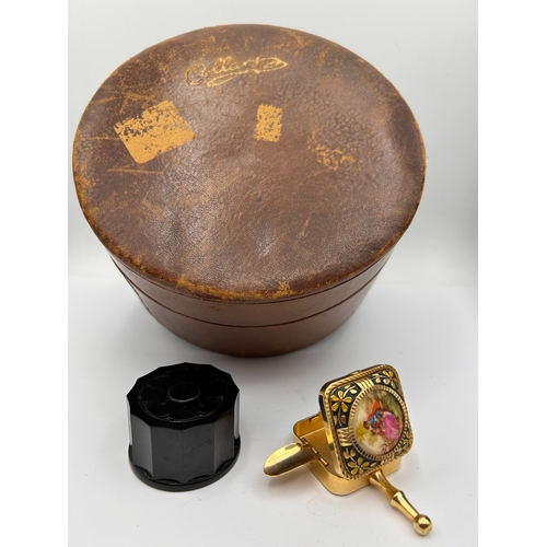 81 - A Trio of Accessories Including a Leather Collar Case