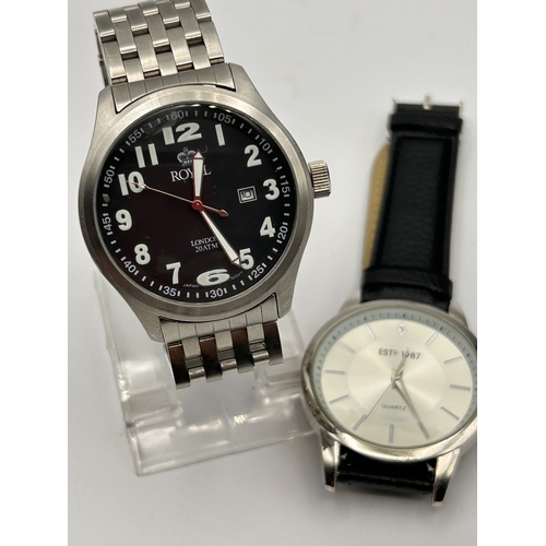 82 - A Pair of Contemporary Silver-Cased Quartz Wristwatches, Running.