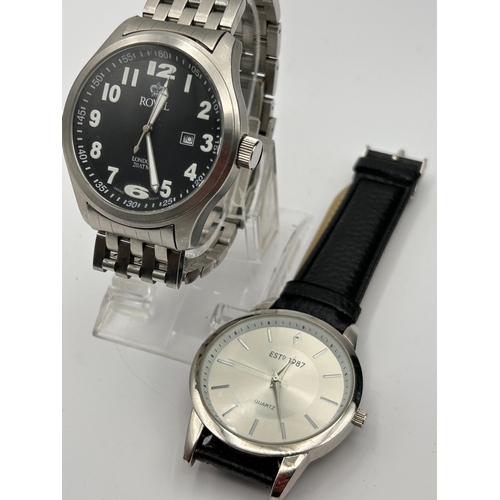 82 - A Pair of Contemporary Silver-Cased Quartz Wristwatches, Running.