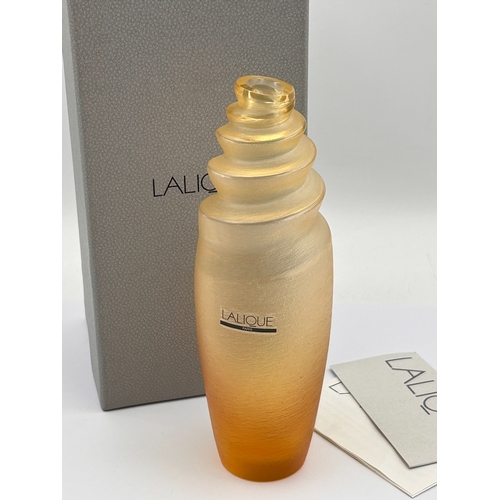 89 - Lalique Cebu Nacre Amber Vase with Box and Documentation