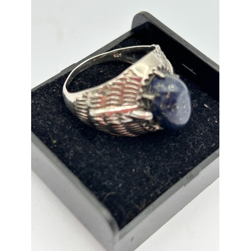 91 - Sterling Silver Lapis Lazuli Winged Shoulder Statement Ring