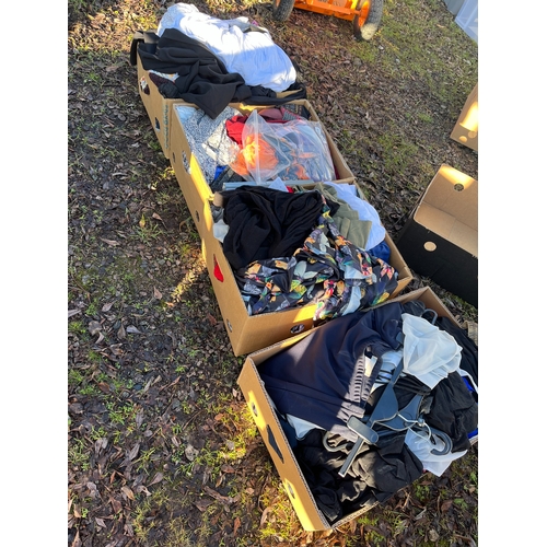 A Collection of Four Boxes of Assorted Ladies Clothing, Boxes Not Included.