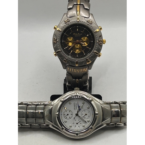 12 - A Pair of Philip Persio Universal Titanium and Sporto Cheetah Chronograph-Style Watches,Working