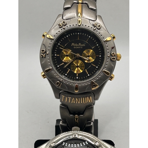 12 - A Pair of Philip Persio Universal Titanium and Sporto Cheetah Chronograph-Style Watches,Working