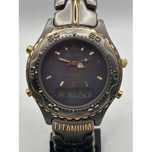 17 - A Pair of Quartz Two-Tone Wristwatches, Philip Persio and Pulsar,Working