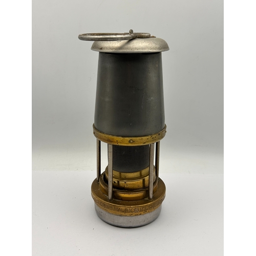 21 - A WM Maurice Ltd Sheffield Brass and Steel Miners Safety Lamp
