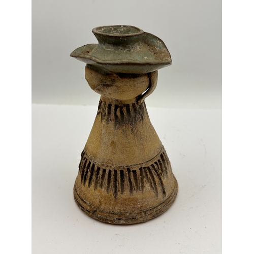 35 - Studio Pottery Anthropomorphic Figural Candle Holder