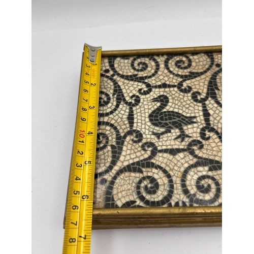 36 - A Grand Tour Micro-Mosaic and Gilt Metal Trivet