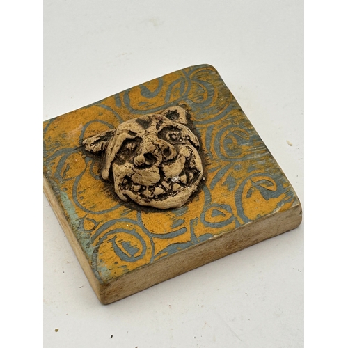 43 - Contemporary Artisan Ceramic Plaque with Grotesque Relief
