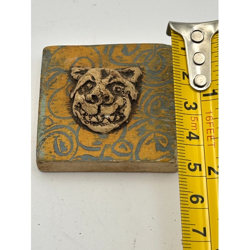 43 - Contemporary Artisan Ceramic Plaque with Grotesque Relief