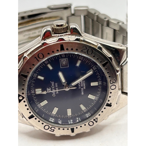 5 - A Pair of Oscar Emil Stainless Steel Wristwatches, including the Caesium Chronograph Model, Working