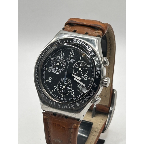 6 - Swatch Irony Chrono Dark Phoenix YCS429 Chronograph Watch , Working