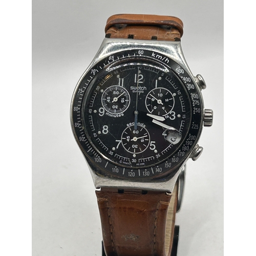 6 - Swatch Irony Chrono Dark Phoenix YCS429 Chronograph Watch , Working