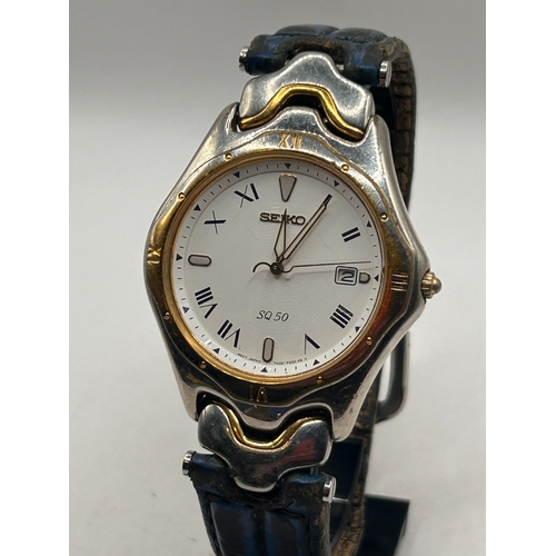 9 - Seiko SQ 50 Two-Tone Quartz Wristwatch,Req Battery?