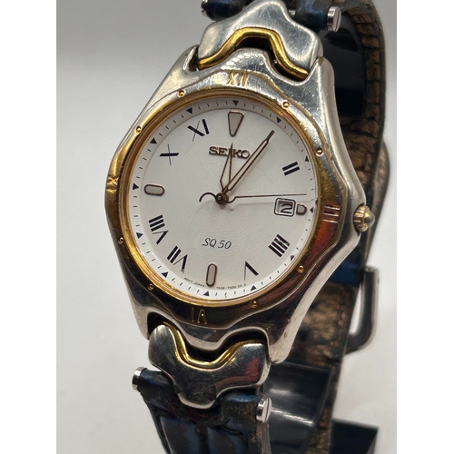 9 - Seiko SQ 50 Two-Tone Quartz Wristwatch,Req Battery?