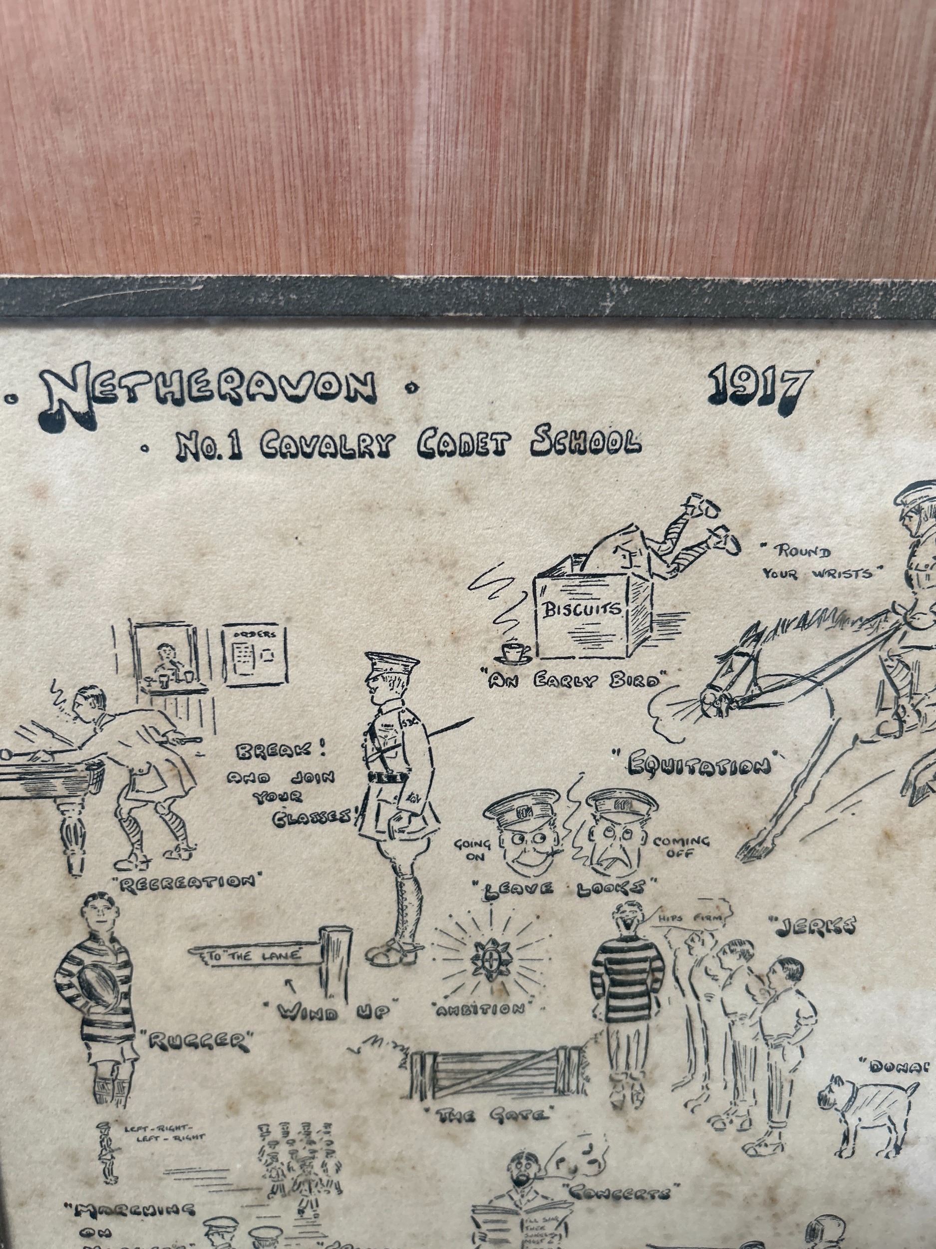 A First World War Framed Ink Illustration of Netheravon No. 1 Cavalry ...